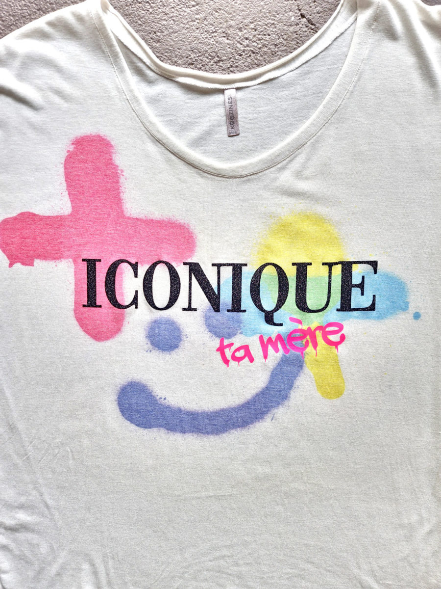 t shirt Iconique ta mère, fabrication française détail